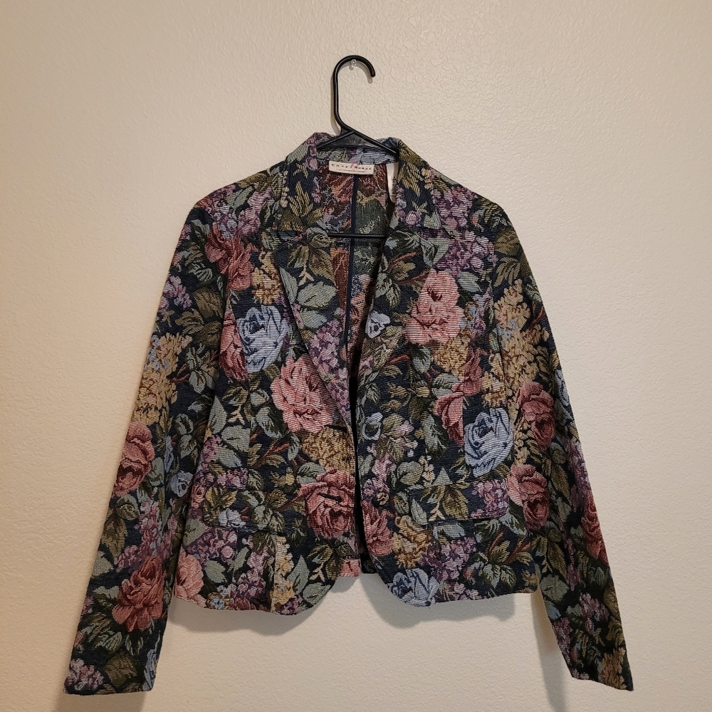 Liz Claiborne Crazy Horse Floral Embroidered Vintage Blazer